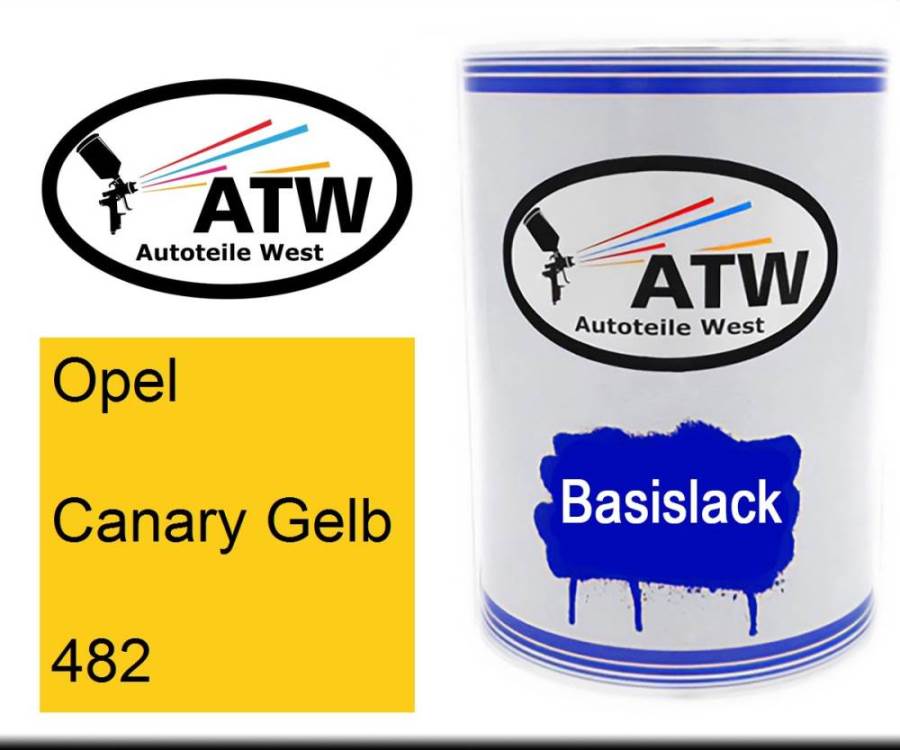 Opel, Canary Gelb, 482: 500ml Lackdose, von ATW Autoteile West.